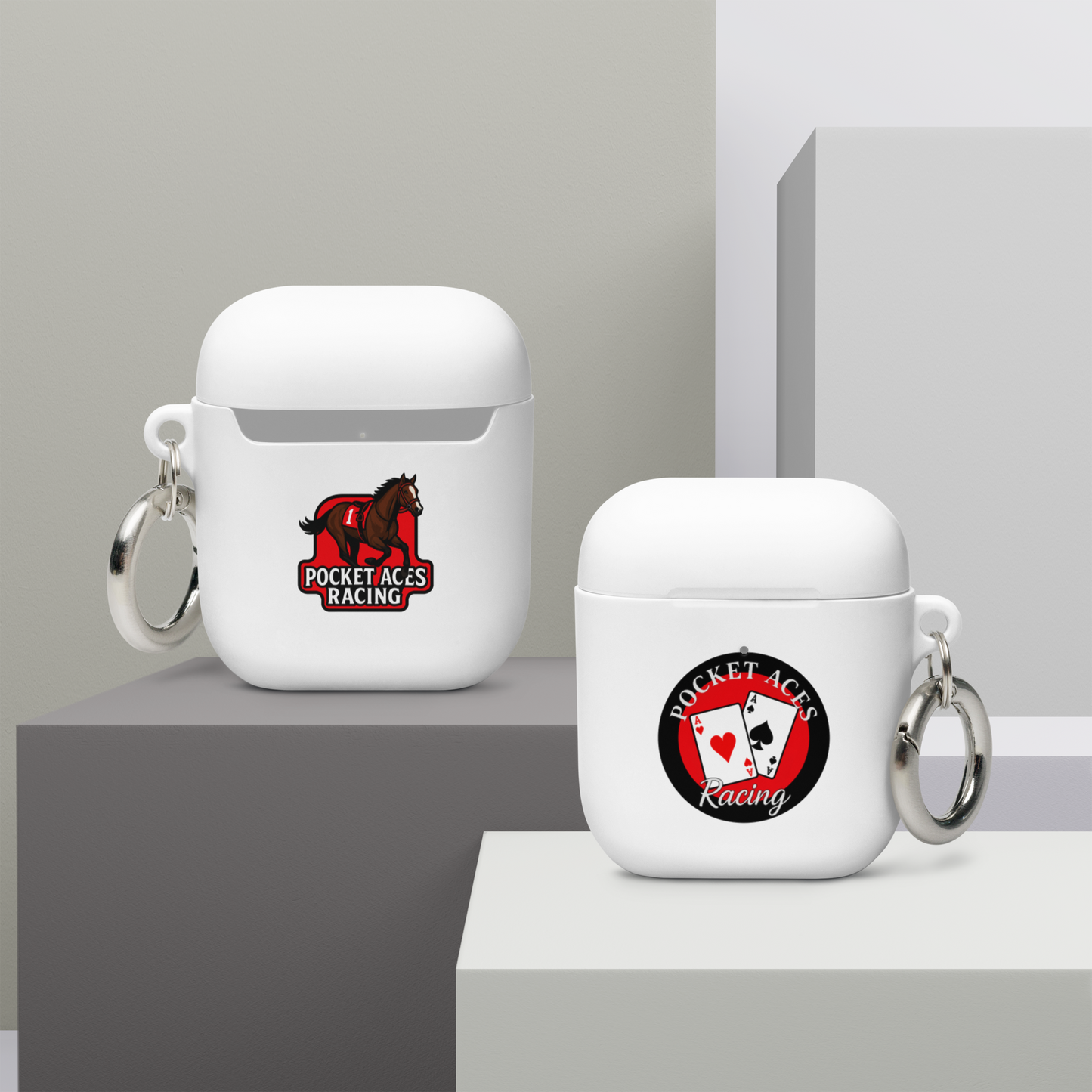 Rubber Case for AirPods® - Framed Cards logo + Horse in Tack logo