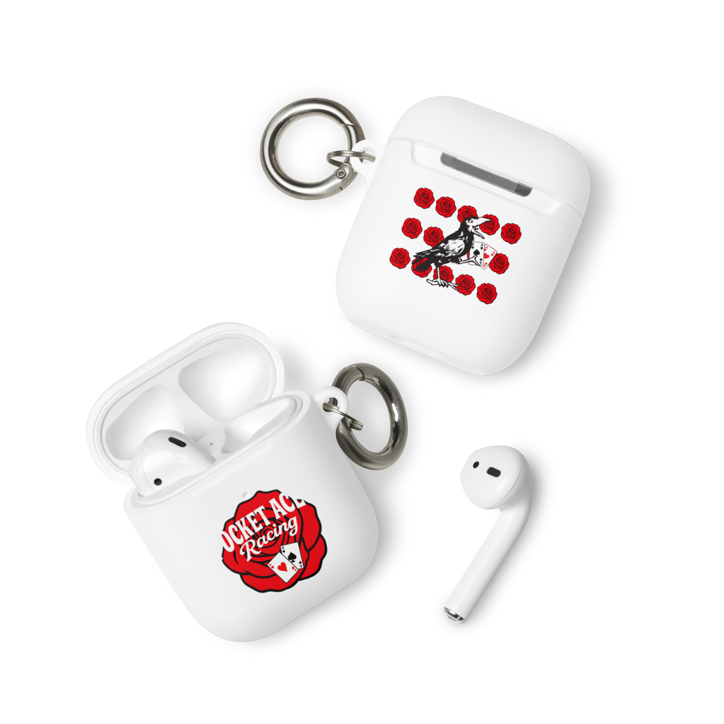 Rubber Case for AirPods® - Rose and Cards w/ Text + Rook Crow over Roses