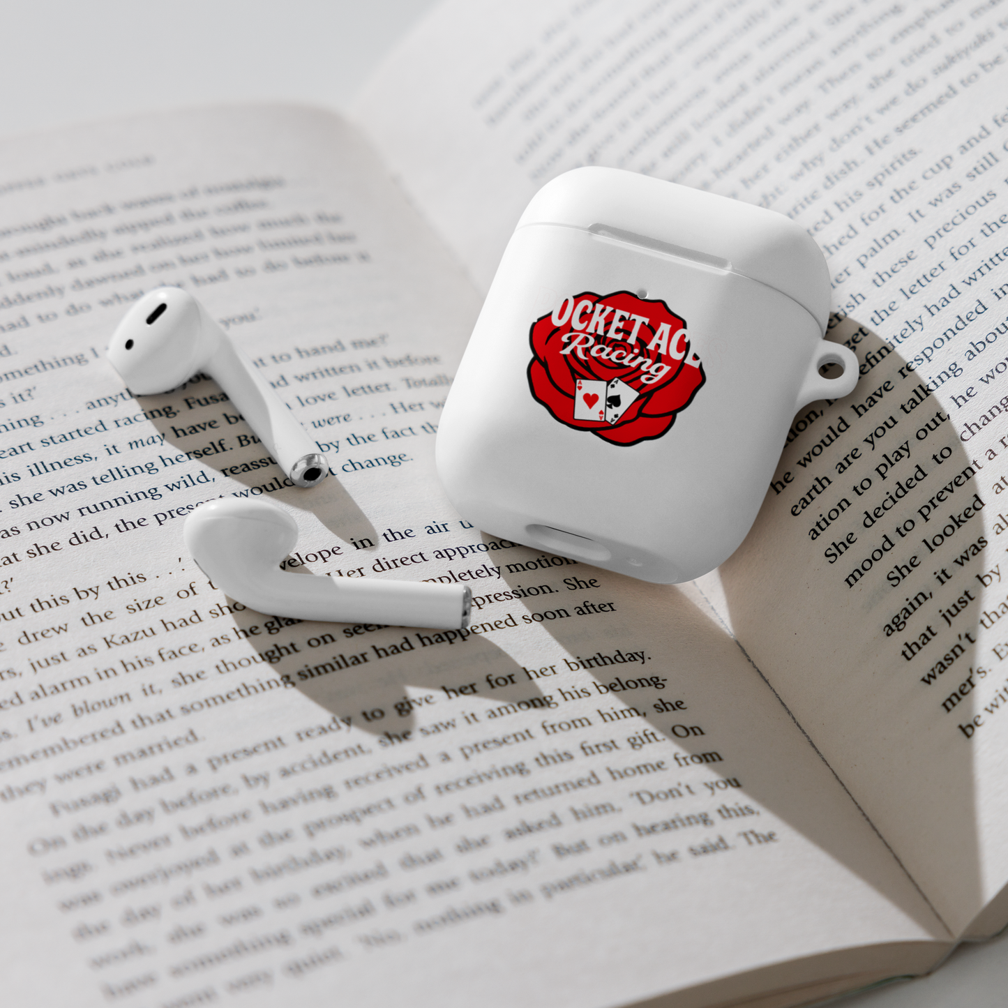 Rubber Case for AirPods® - Rose and Cards w/ Text + Rook Crow over Roses