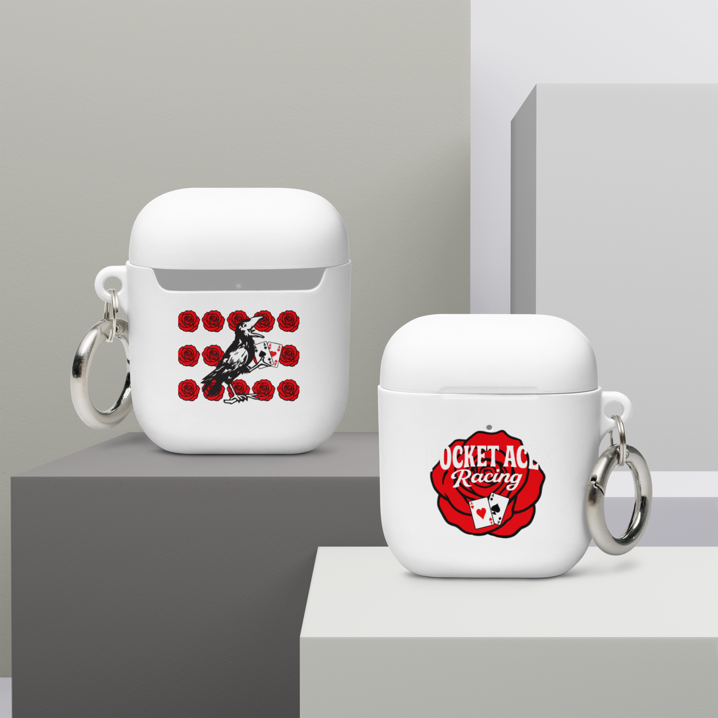 Rubber Case for AirPods® - Rose and Cards w/ Text + Rook Crow over Roses