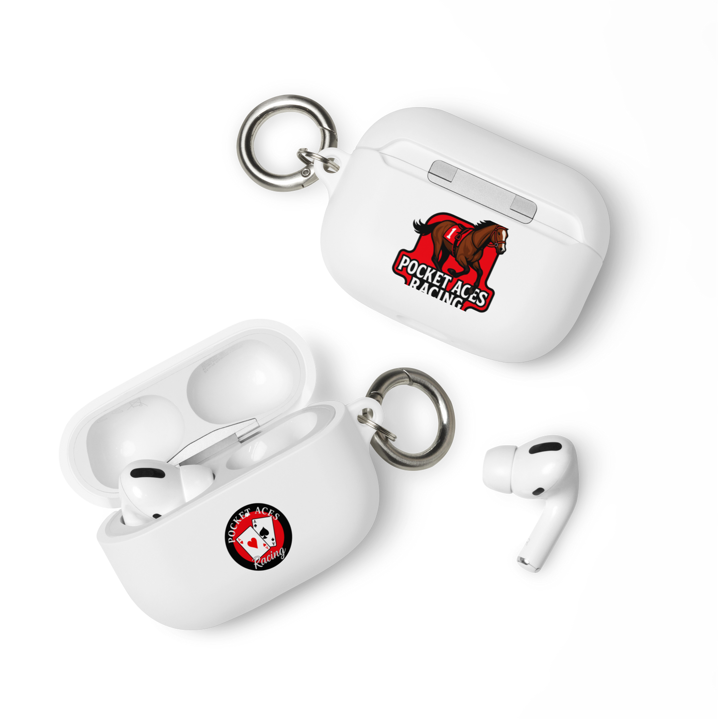 Rubber Case for AirPods® - Framed Cards logo + Horse in Tack logo