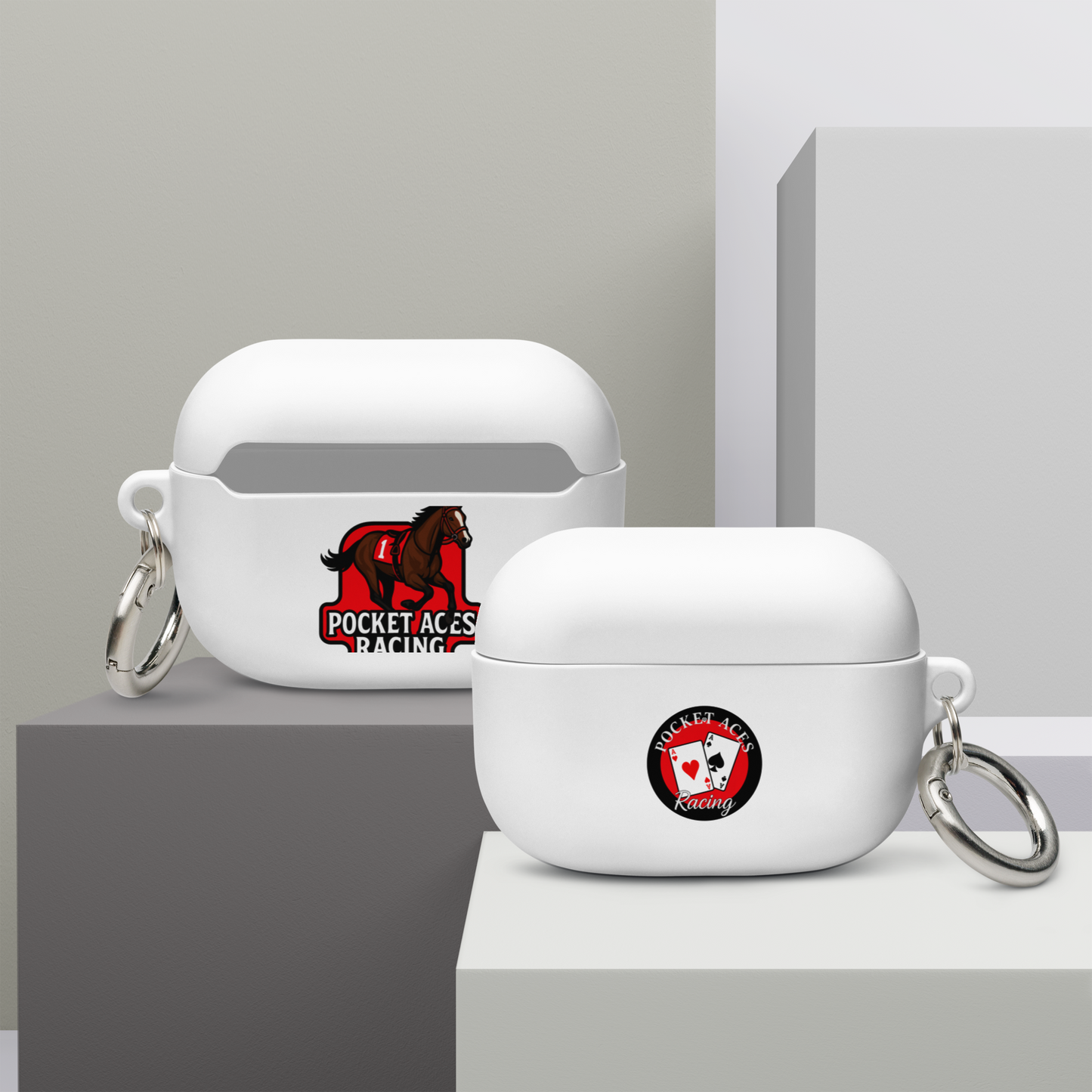 Rubber Case for AirPods® - Framed Cards logo + Horse in Tack logo