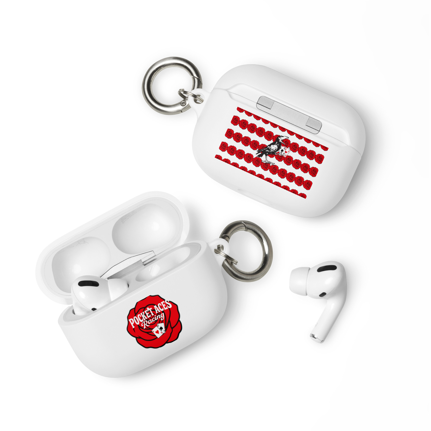Rubber Case for AirPods® - Rose and Cards w/ Text + Rook Crow over Roses