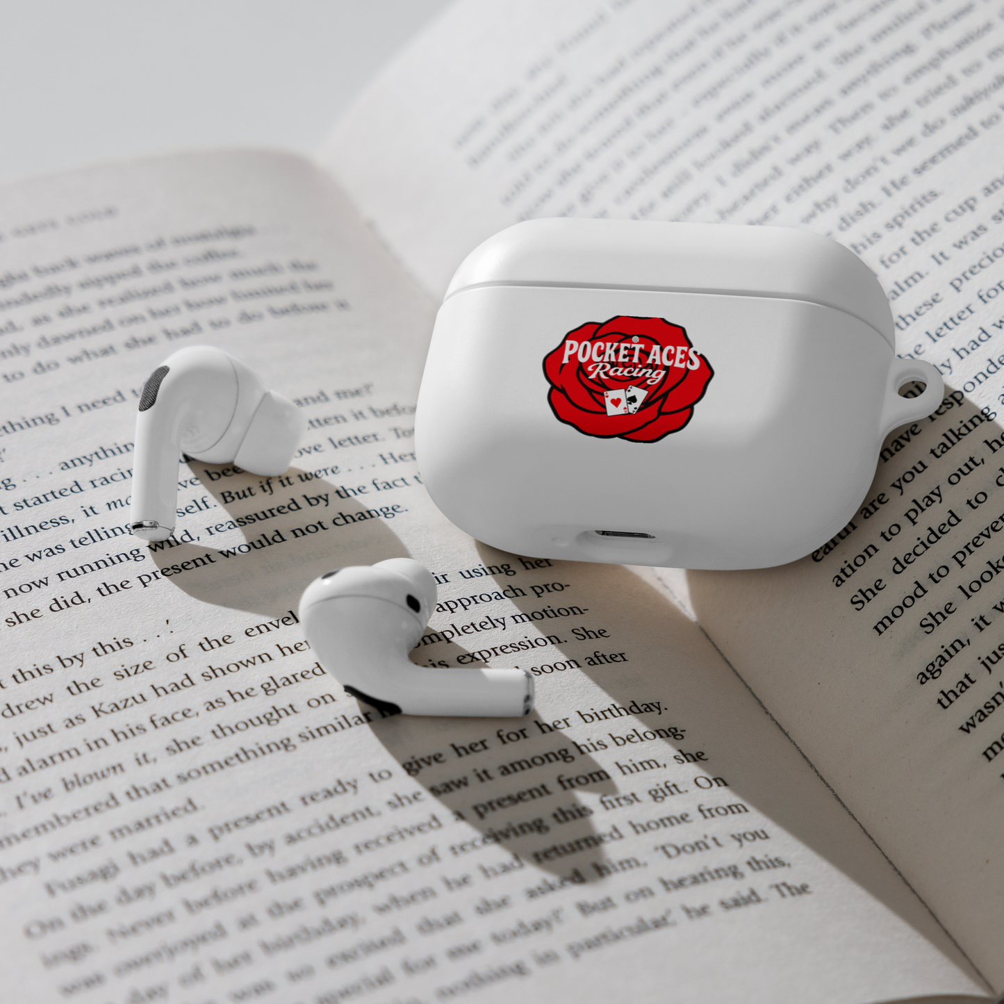 Rubber Case for AirPods® - Rose and Cards w/ Text + Rook Crow over Roses