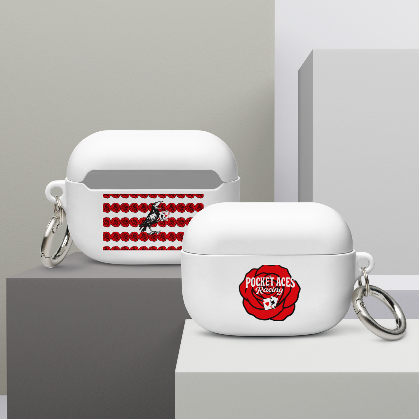 Rubber Case for AirPods® - Rose and Cards w/ Text + Rook Crow over Roses