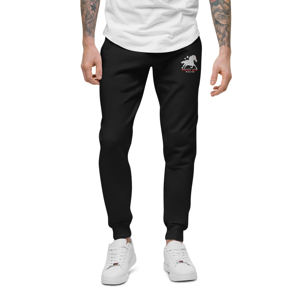 Unisex fleece sweatpants - Embroidered white sunset bay