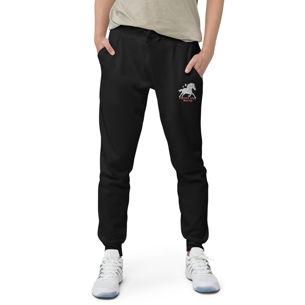 Unisex fleece sweatpants - Embroidered white sunset bay