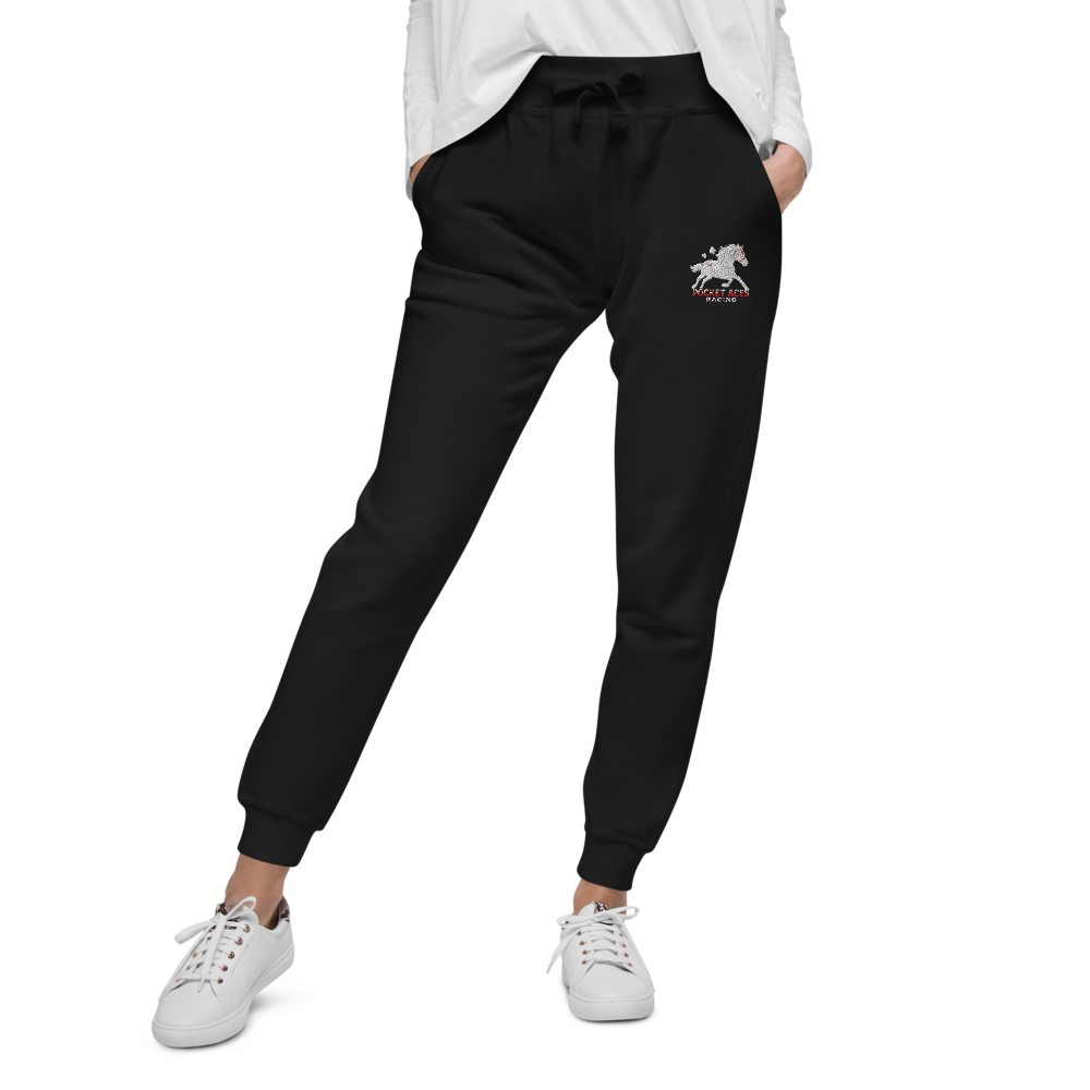 Unisex fleece sweatpants - Embroidered white sunset bay