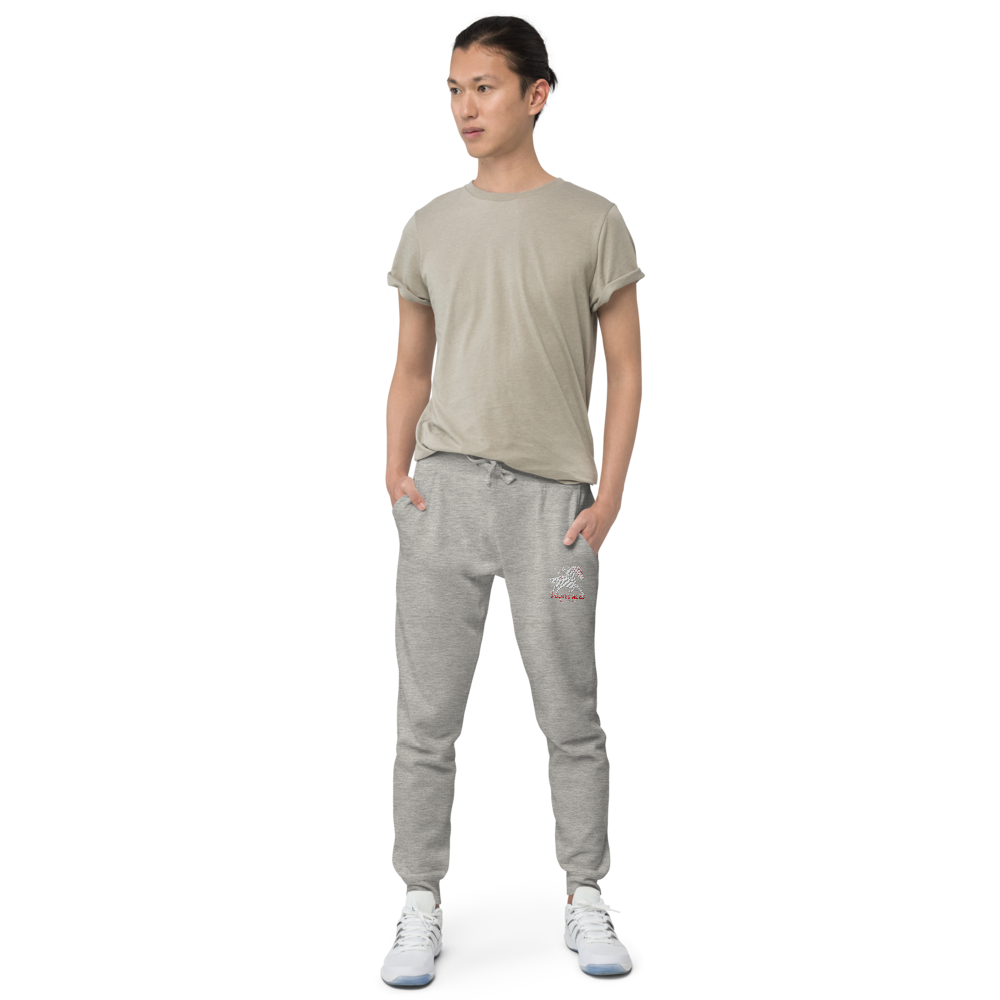 Unisex fleece sweatpants - Embroidered white sunset bay