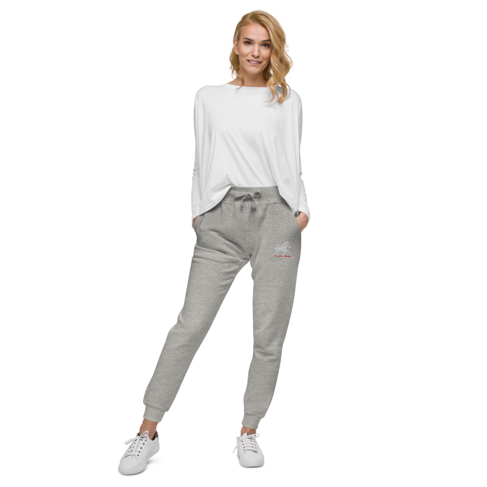 Unisex fleece sweatpants - Embroidered white sunset bay