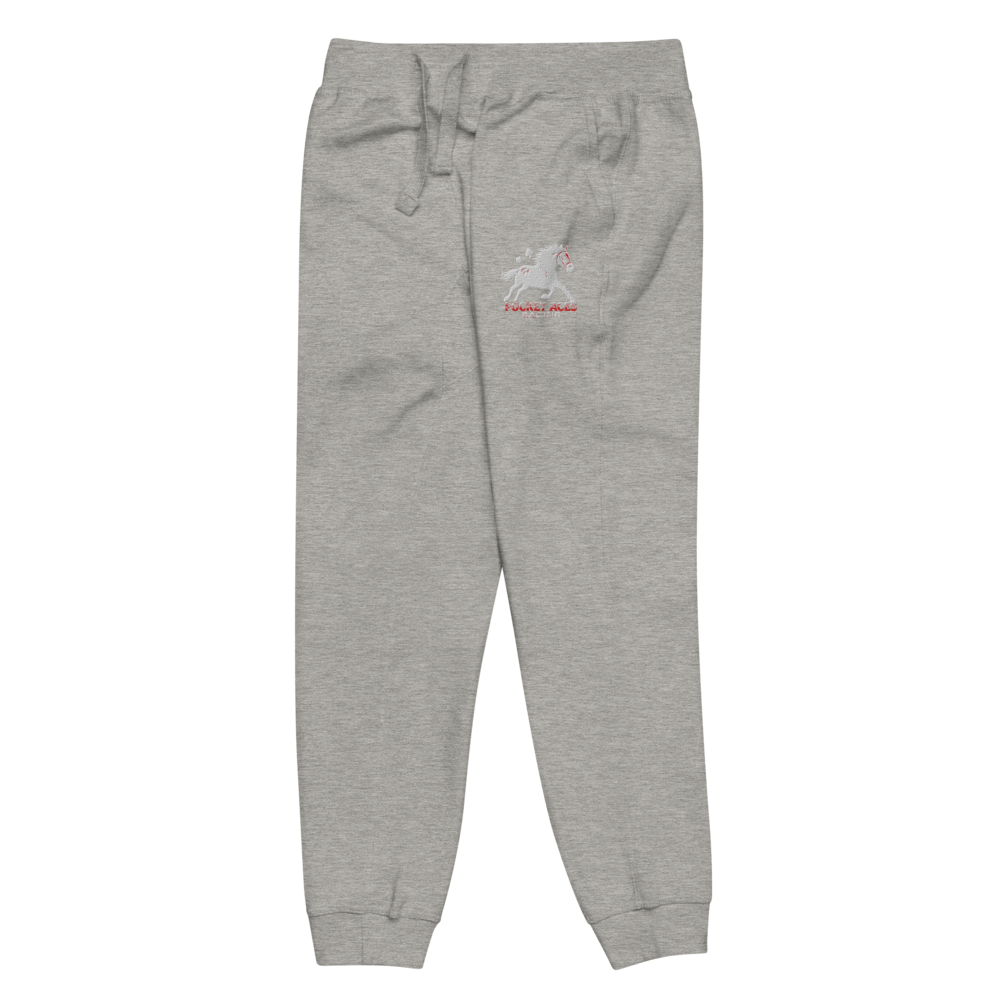 Unisex fleece sweatpants - Embroidered white sunset bay