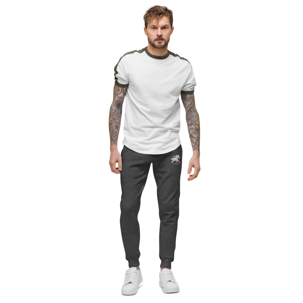 Unisex fleece sweatpants - Embroidered white sunset bay