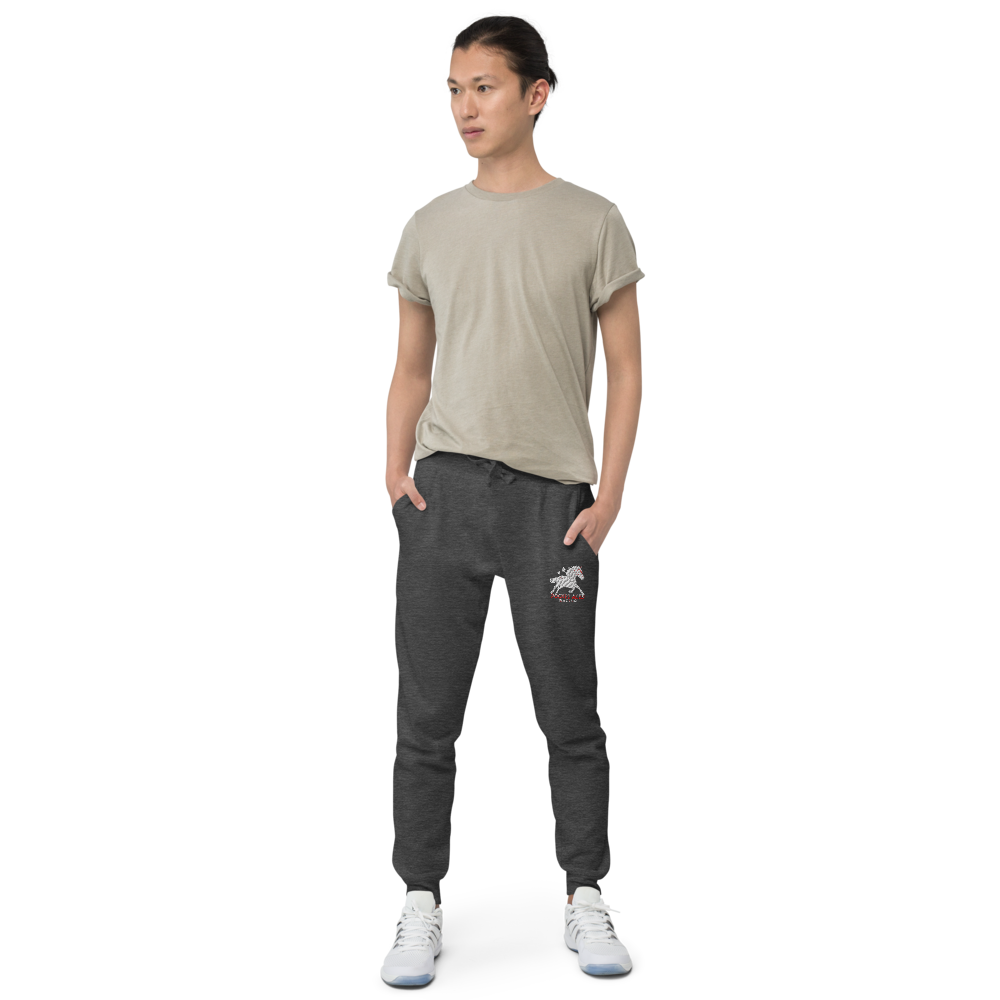 Unisex fleece sweatpants - Embroidered white sunset bay
