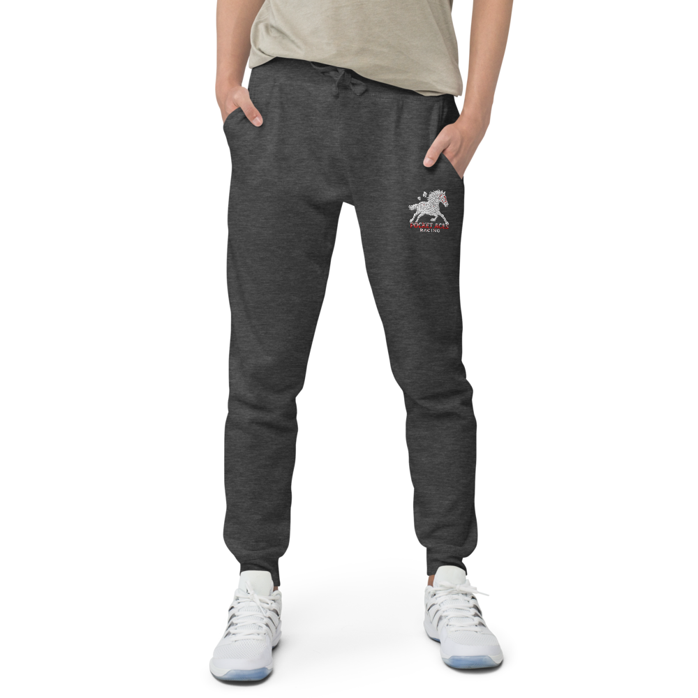 Unisex fleece sweatpants - Embroidered white sunset bay
