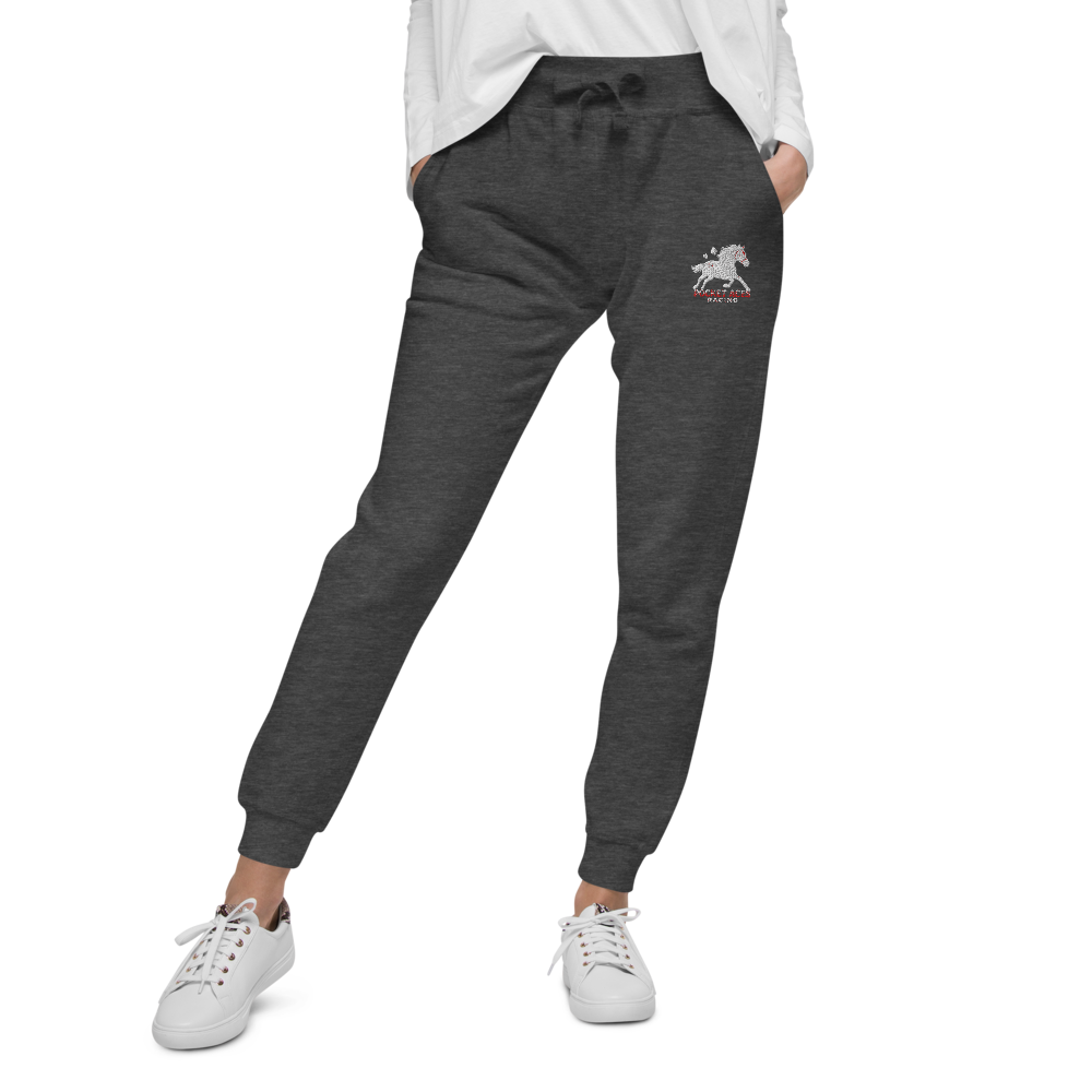 Unisex fleece sweatpants - Embroidered white sunset bay