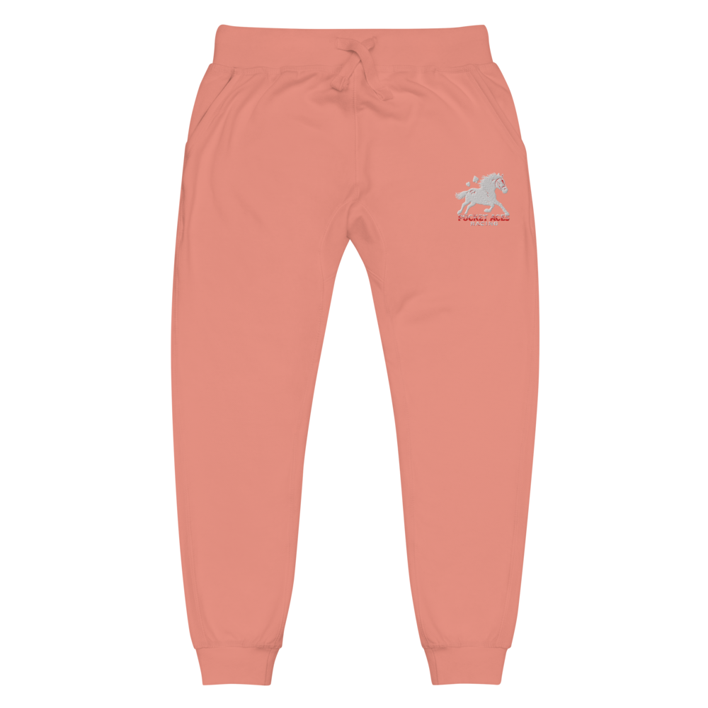 Unisex fleece sweatpants - Embroidered white sunset bay