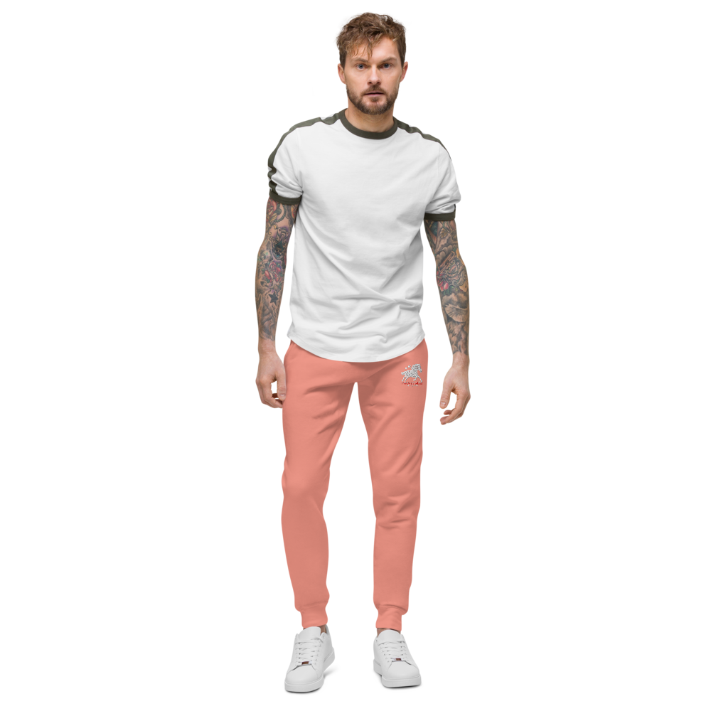 Unisex fleece sweatpants - Embroidered white sunset bay