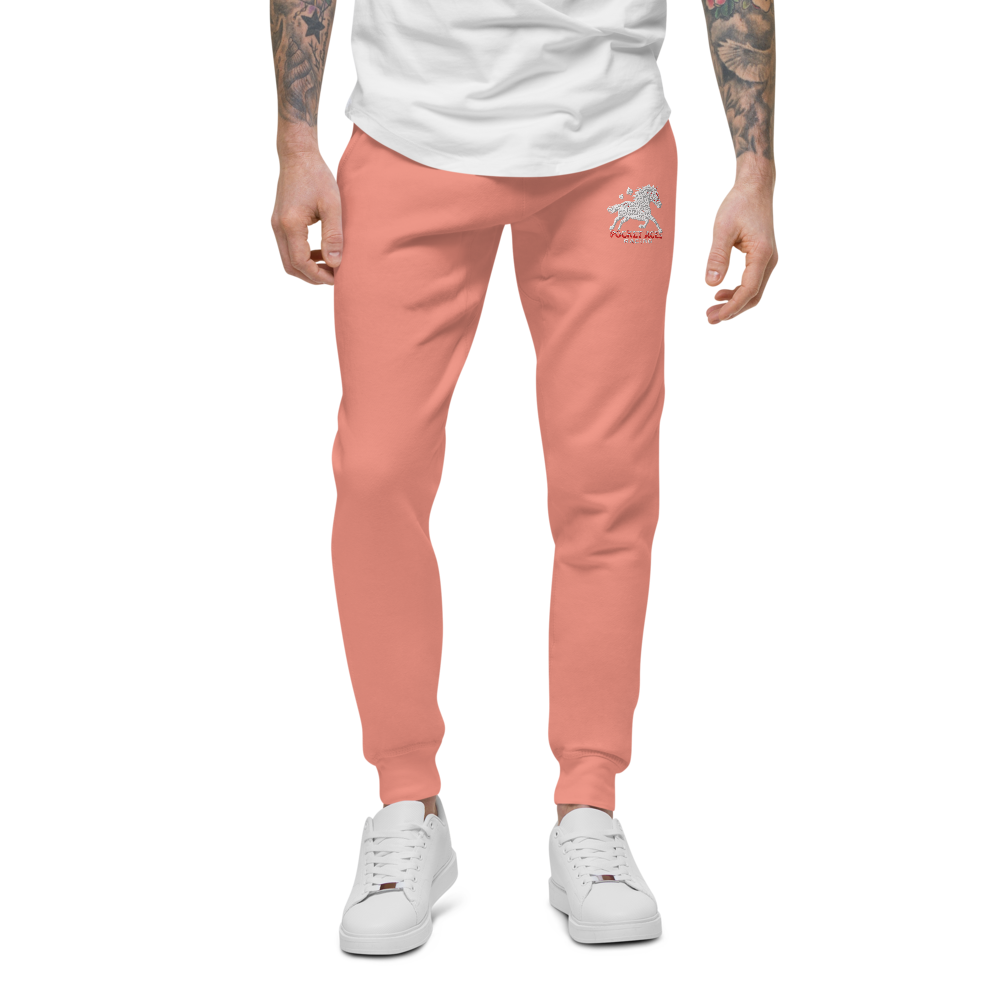 Unisex fleece sweatpants - Embroidered white sunset bay