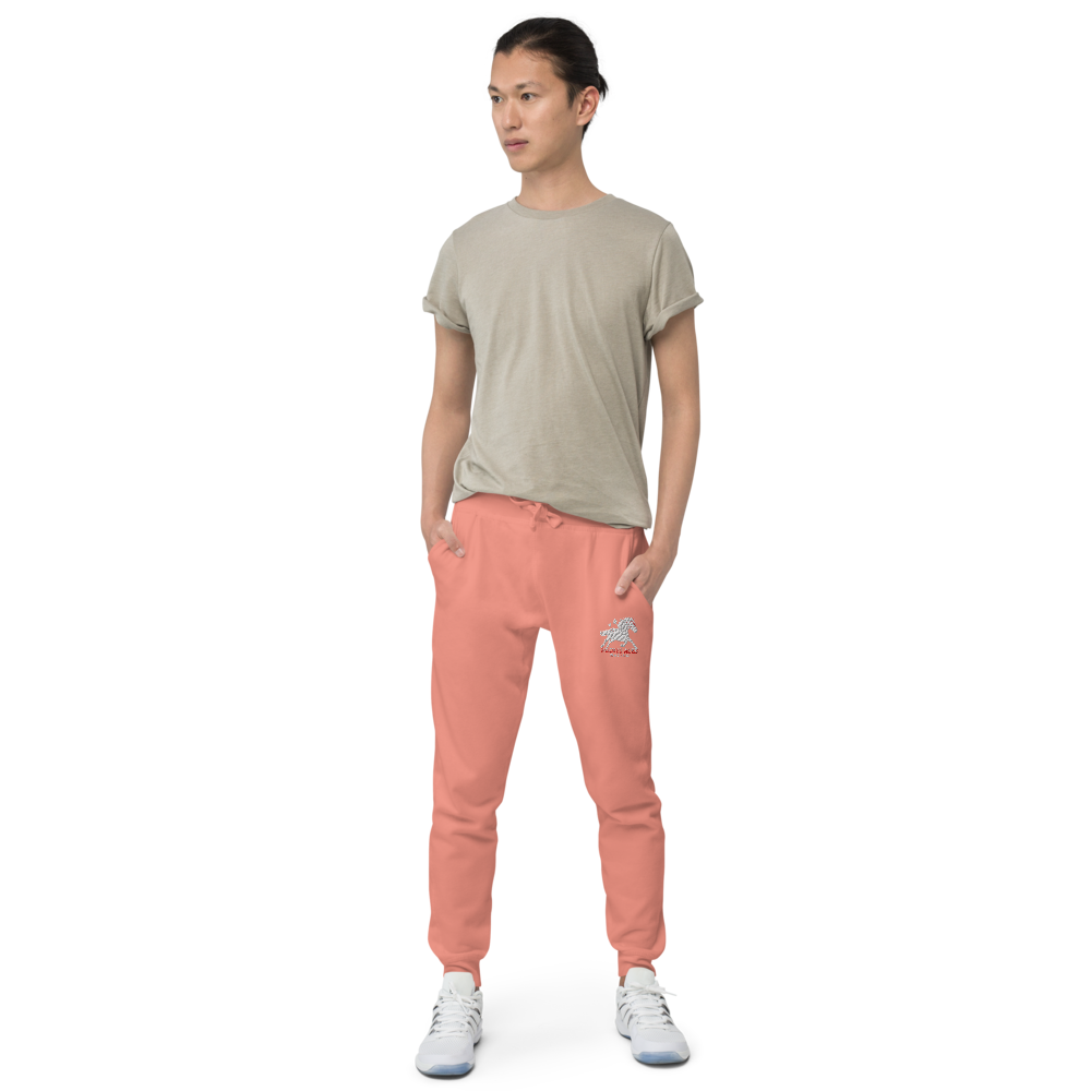 Unisex fleece sweatpants - Embroidered white sunset bay