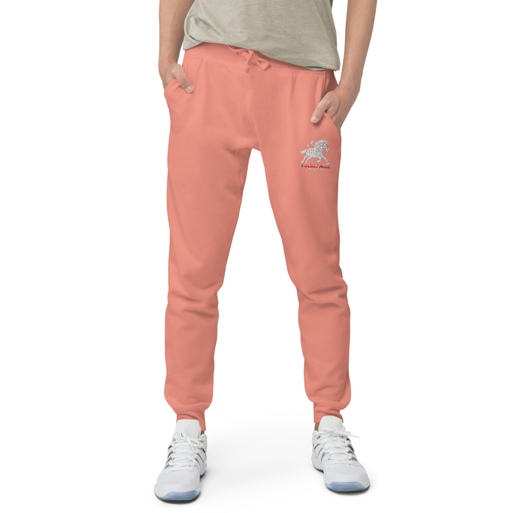 Unisex fleece sweatpants - Embroidered white sunset bay