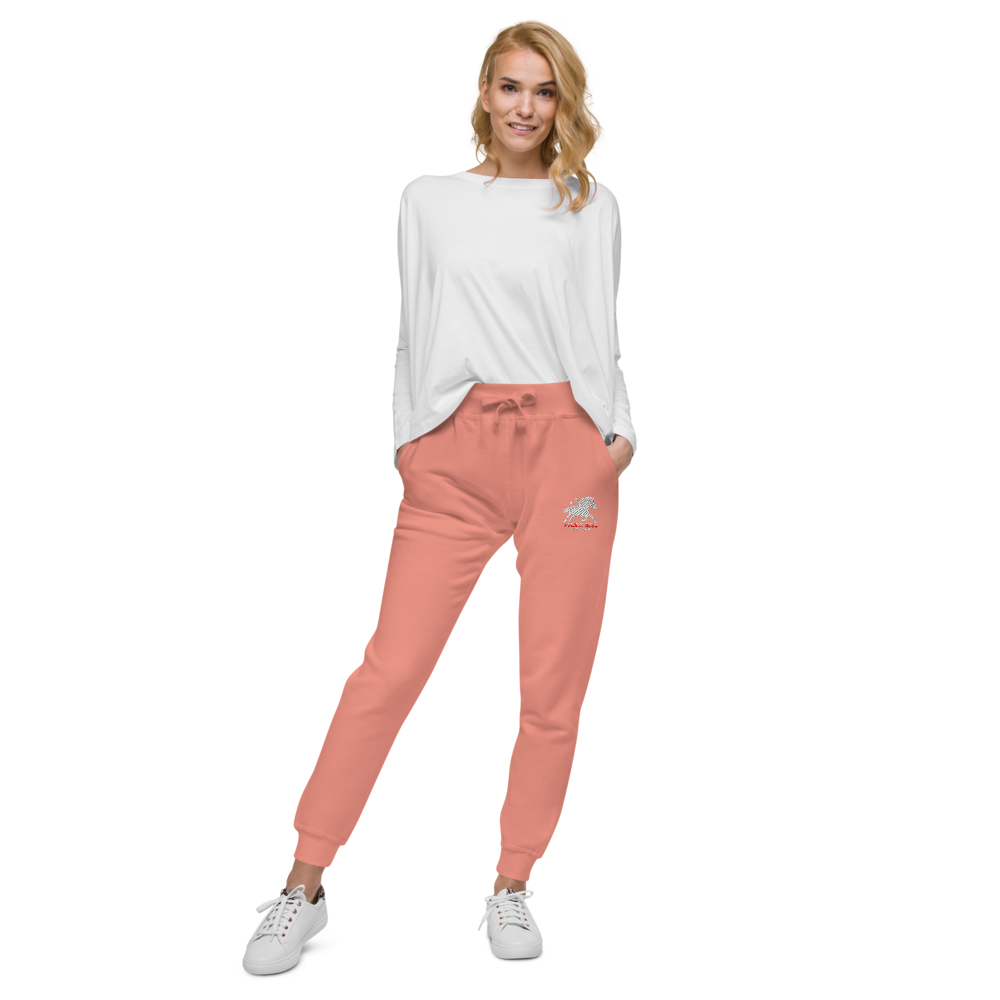 Unisex fleece sweatpants - Embroidered white sunset bay