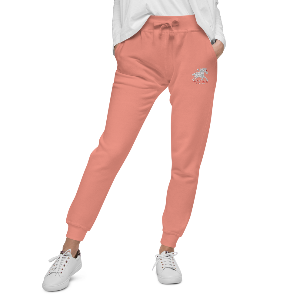 Unisex fleece sweatpants - Embroidered white sunset bay