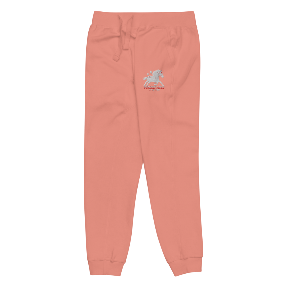 Unisex fleece sweatpants - Embroidered white sunset bay