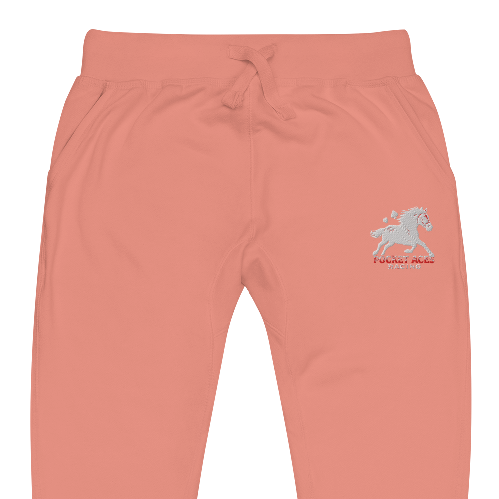 Unisex fleece sweatpants - Embroidered white sunset bay