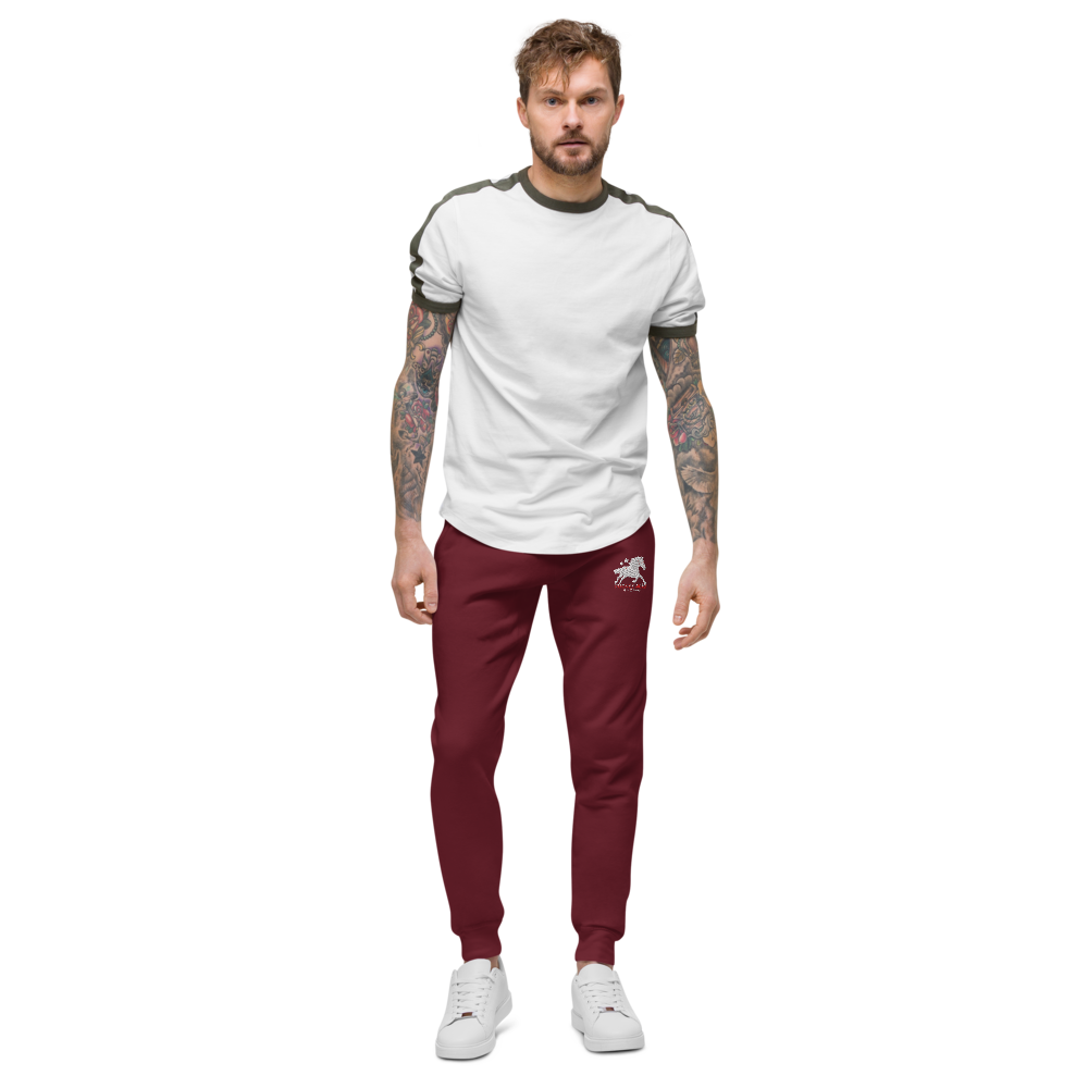Unisex fleece sweatpants - Embroidered white sunset bay