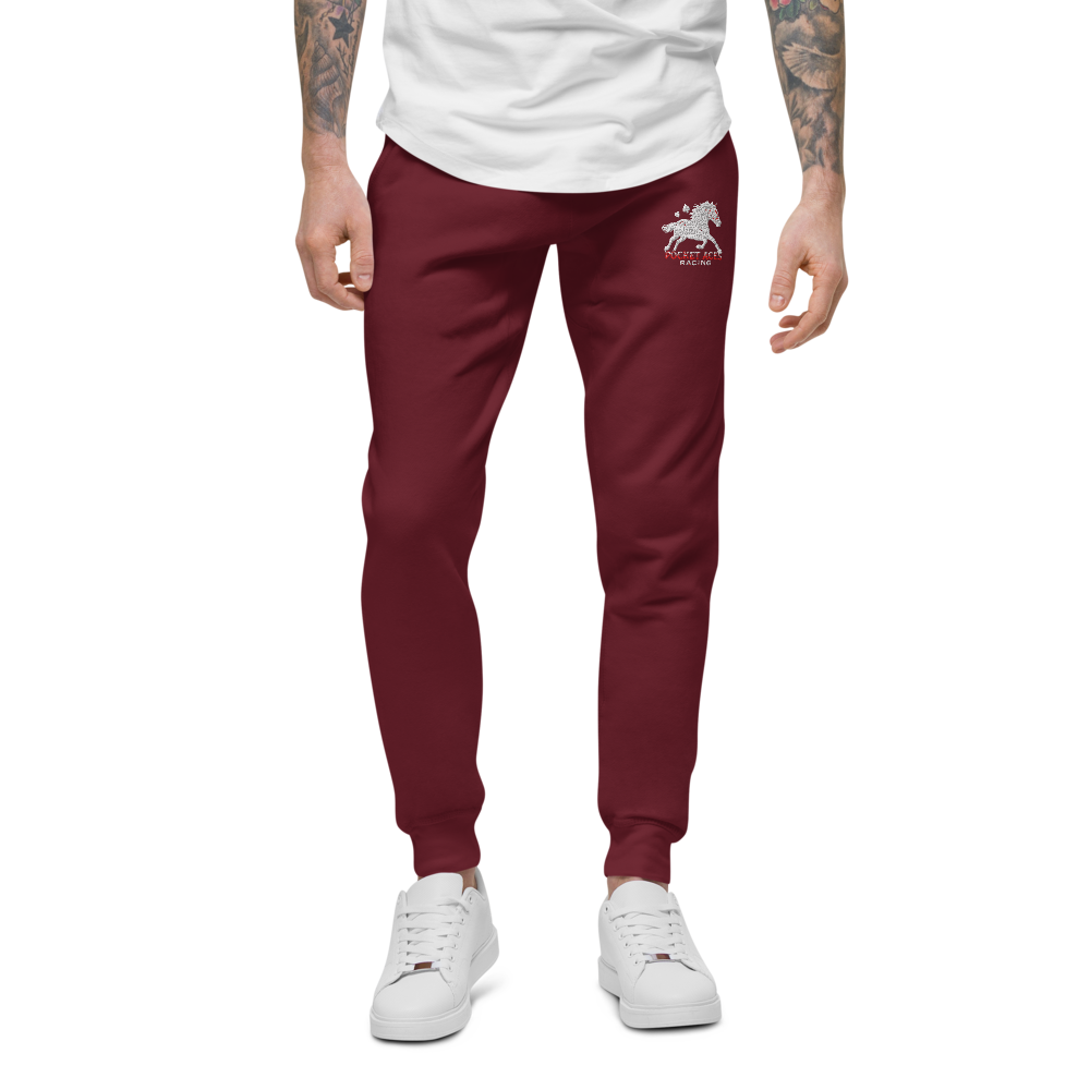 Unisex fleece sweatpants - Embroidered white sunset bay