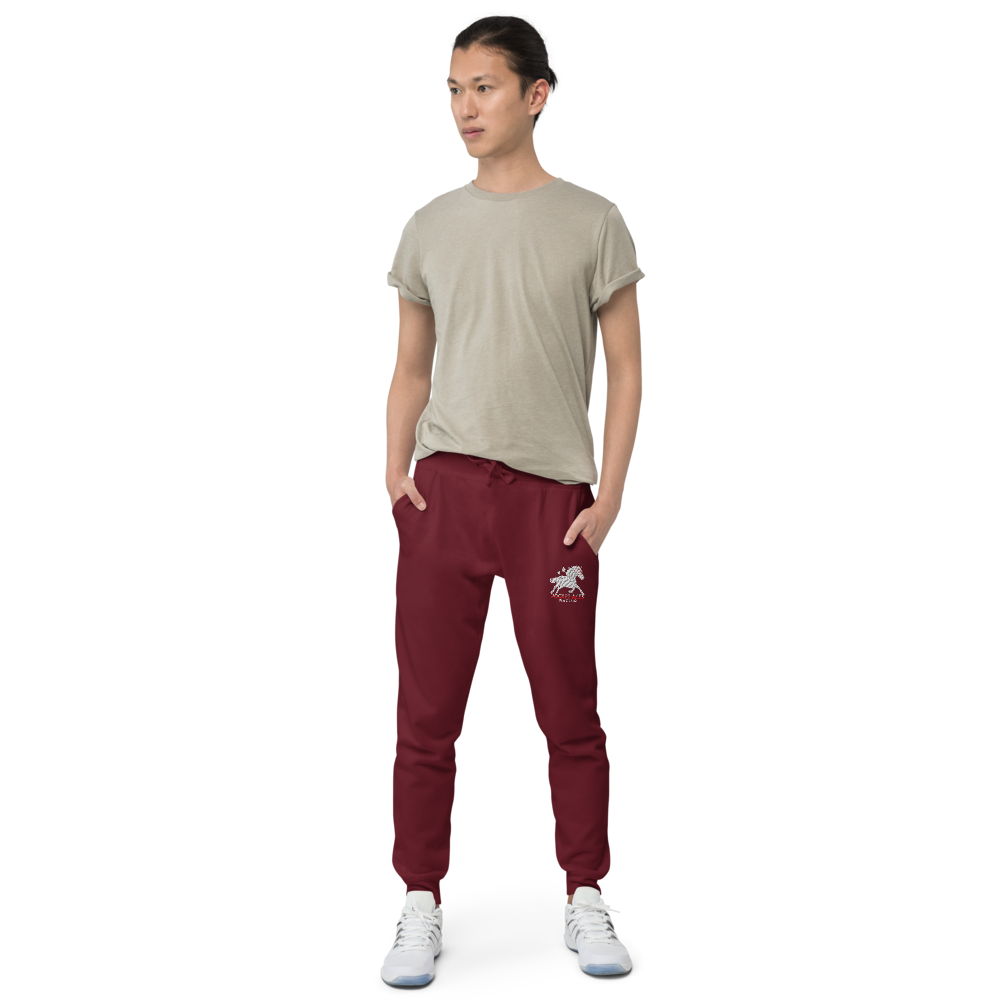Unisex fleece sweatpants - Embroidered white sunset bay