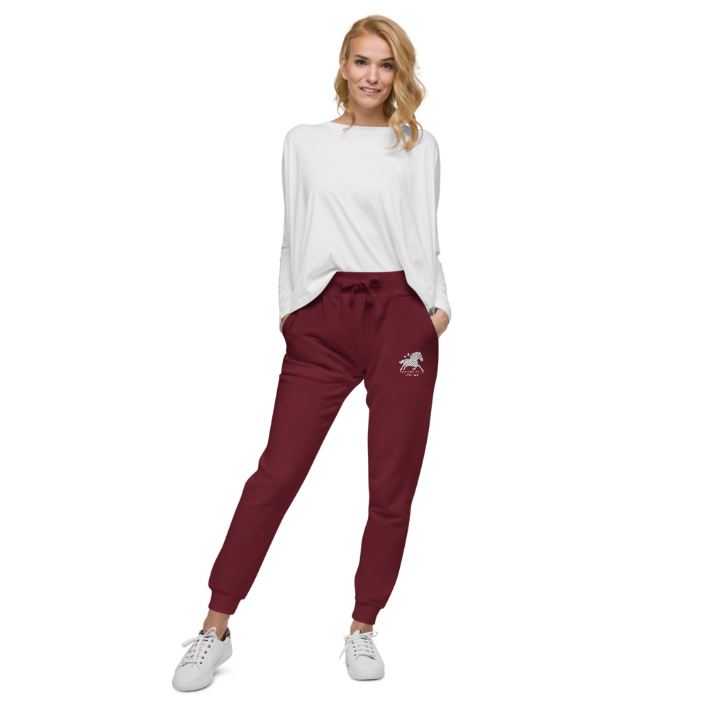 Unisex fleece sweatpants - Embroidered white sunset bay