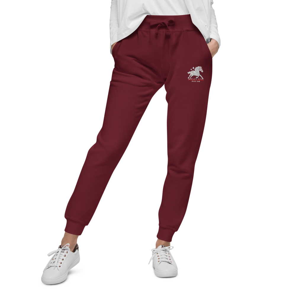 Unisex fleece sweatpants - Embroidered white sunset bay