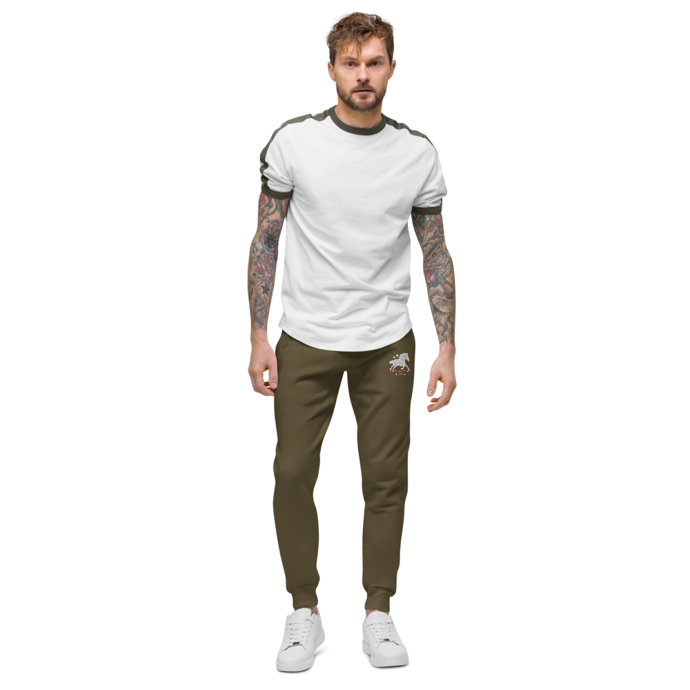 Unisex fleece sweatpants - Embroidered white sunset bay