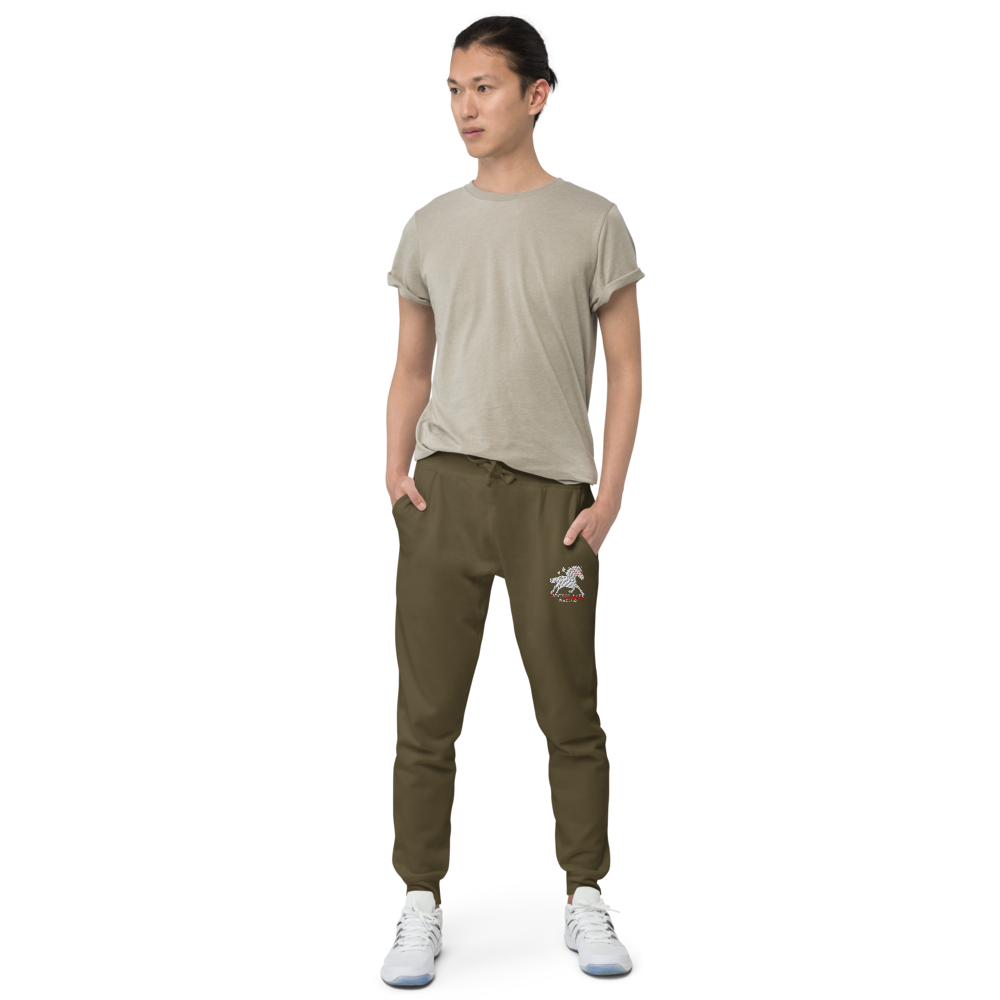 Unisex fleece sweatpants - Embroidered white sunset bay