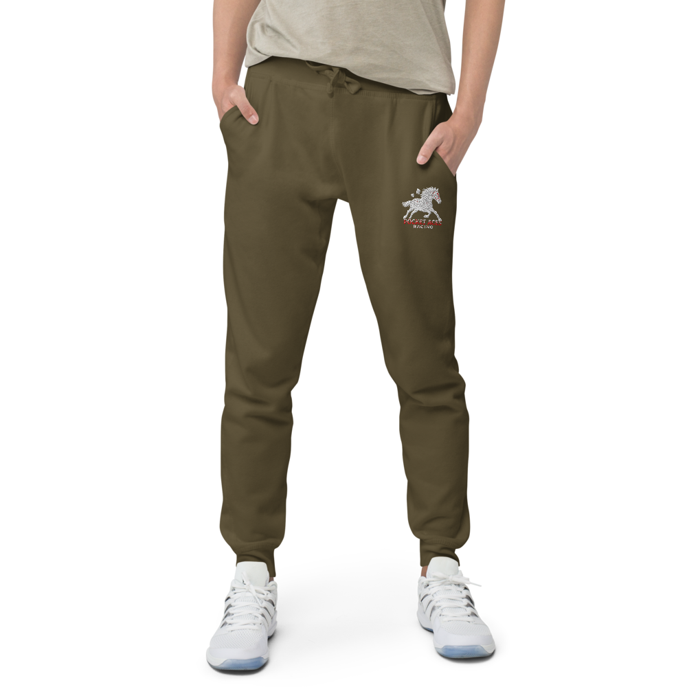 Unisex fleece sweatpants - Embroidered white sunset bay