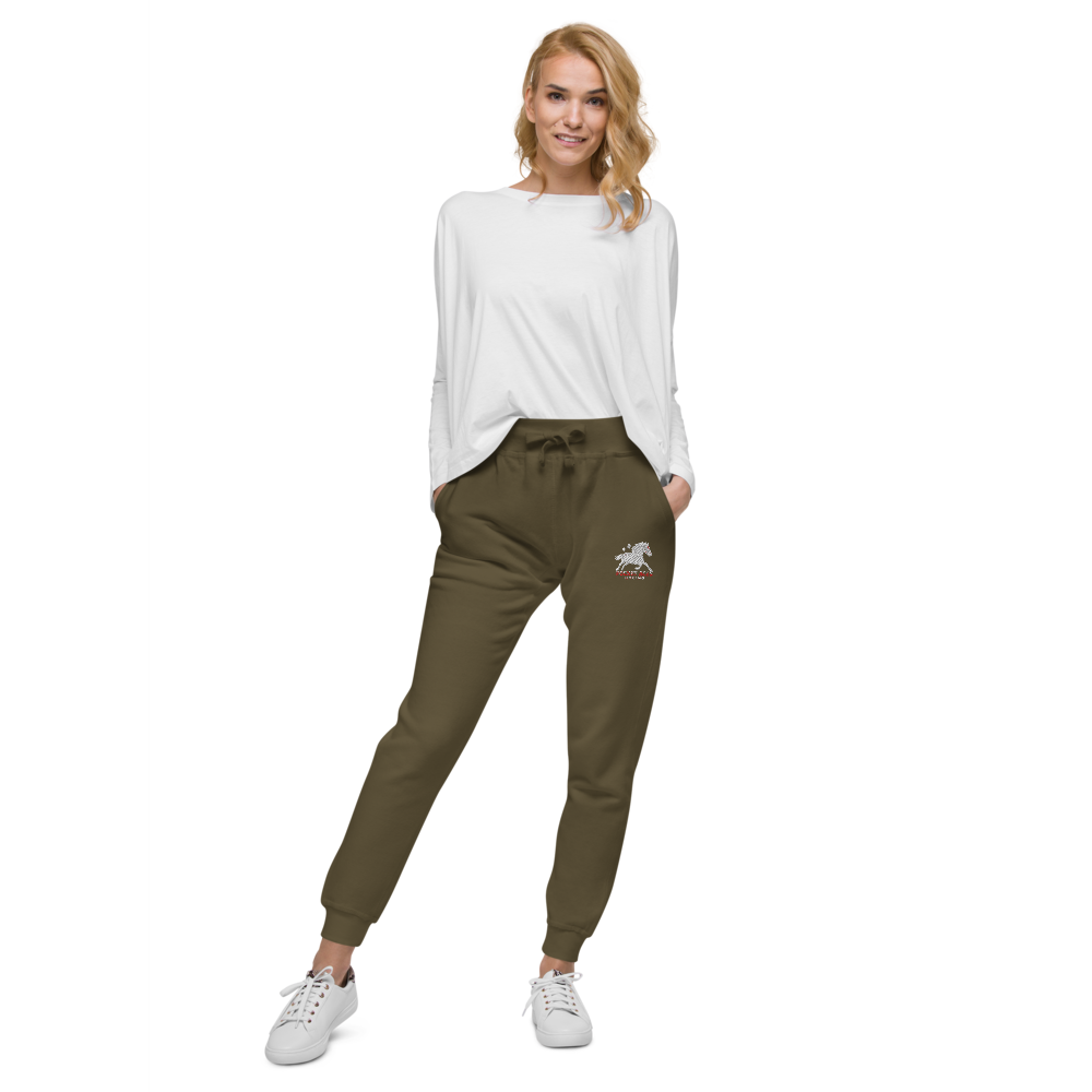 Unisex fleece sweatpants - Embroidered white sunset bay