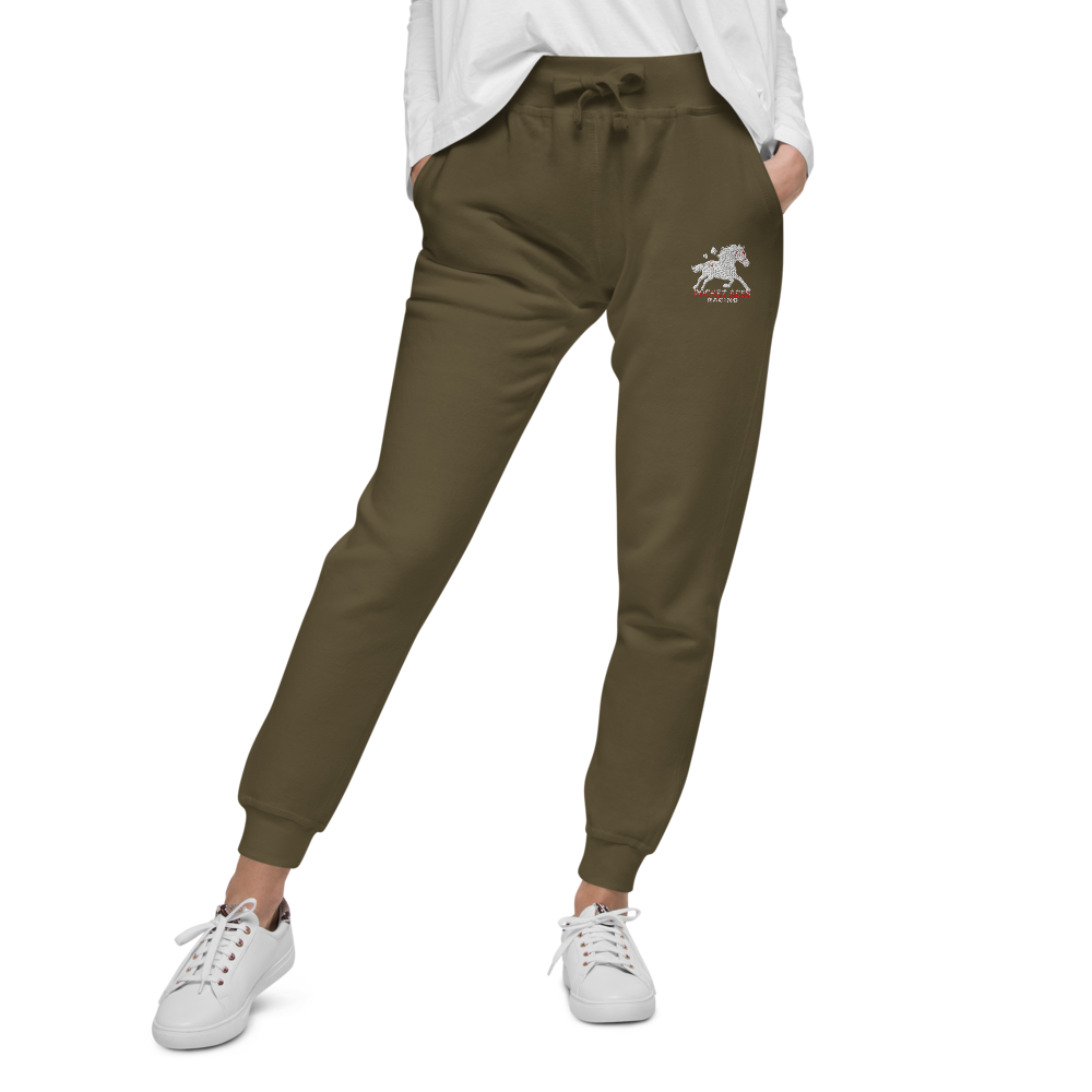 Unisex fleece sweatpants - Embroidered white sunset bay