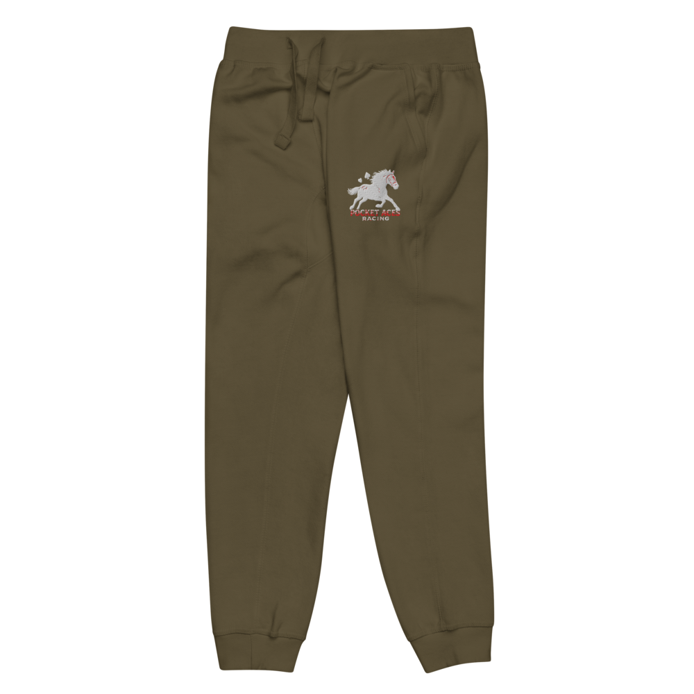 Unisex fleece sweatpants - Embroidered white sunset bay