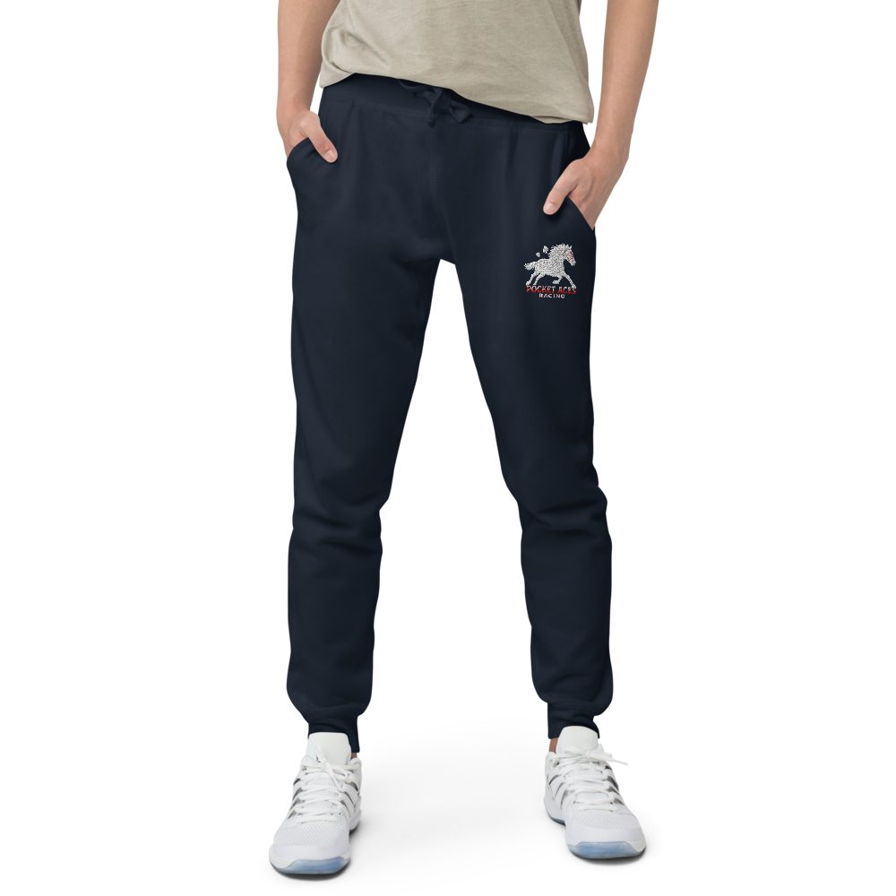 Unisex fleece sweatpants - Embroidered white sunset bay