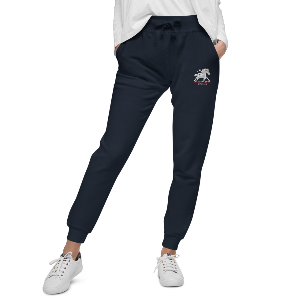 Unisex fleece sweatpants - Embroidered white sunset bay
