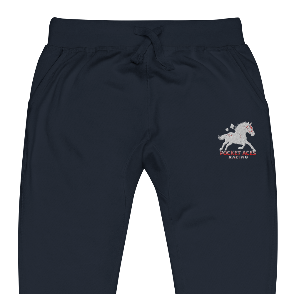 Unisex fleece sweatpants - Embroidered white sunset bay