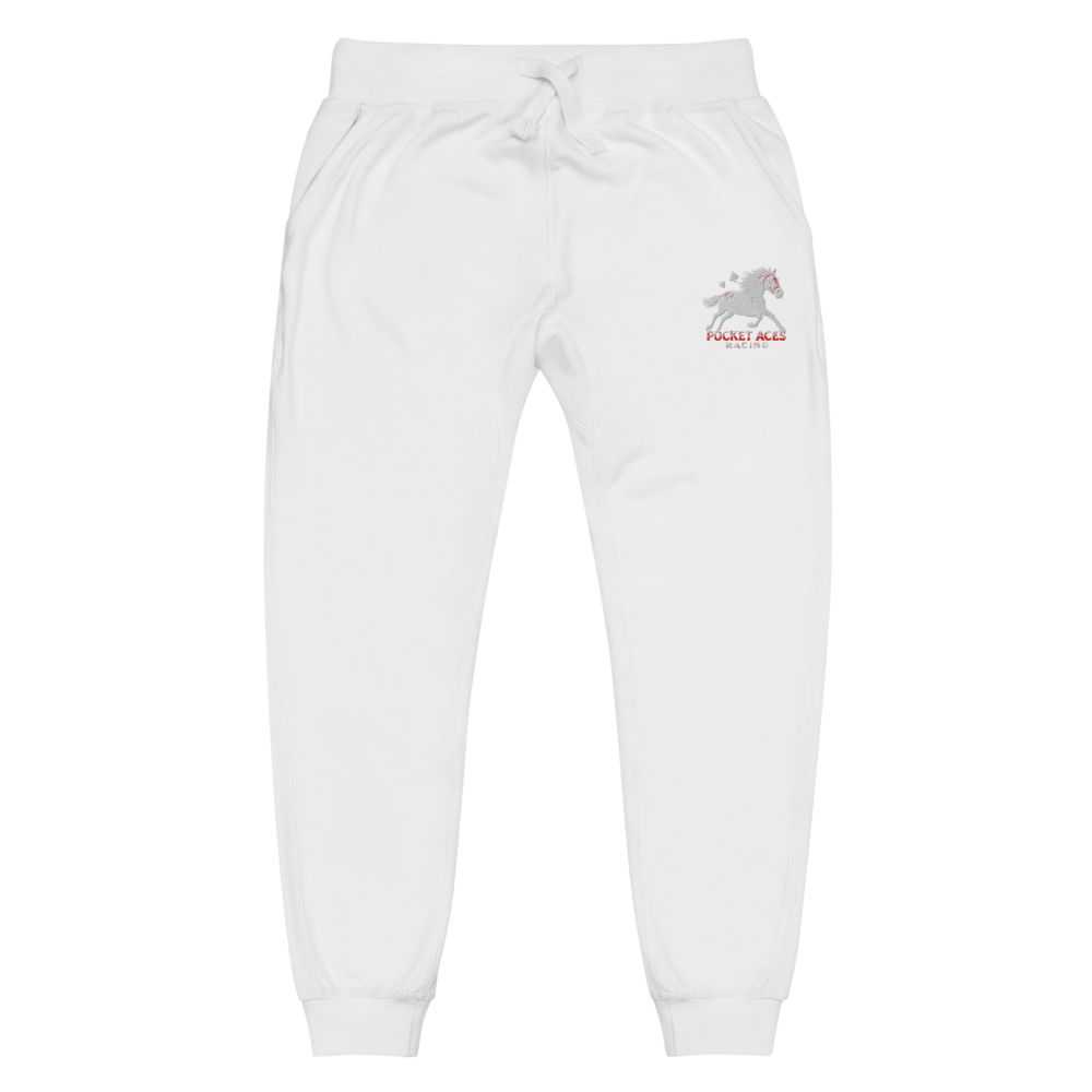 Unisex fleece sweatpants - Embroidered white sunset bay