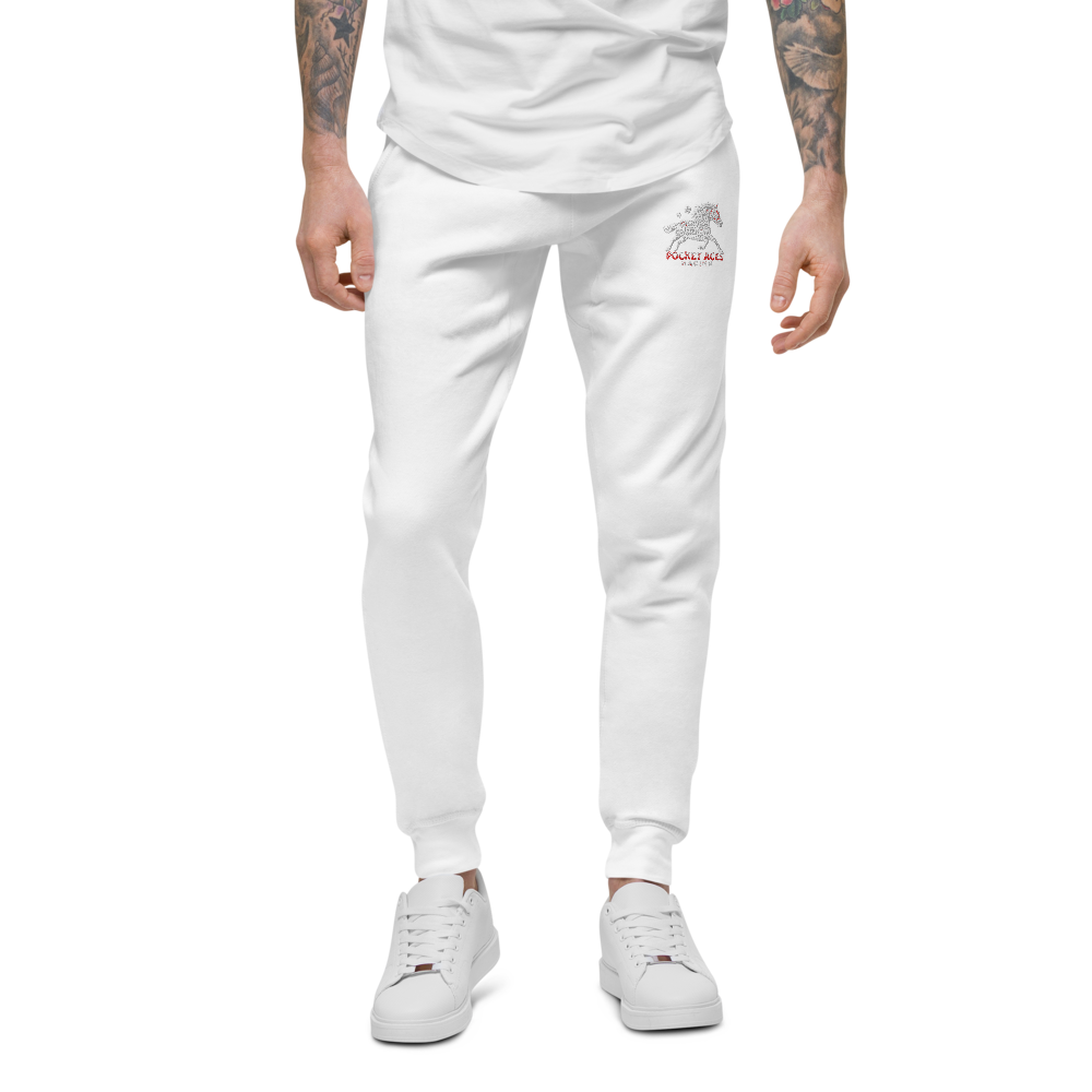 Unisex fleece sweatpants - Embroidered white sunset bay