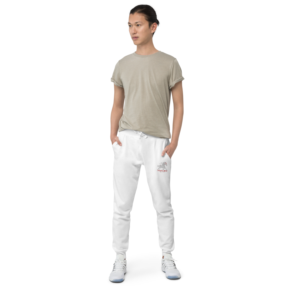 Unisex fleece sweatpants - Embroidered white sunset bay