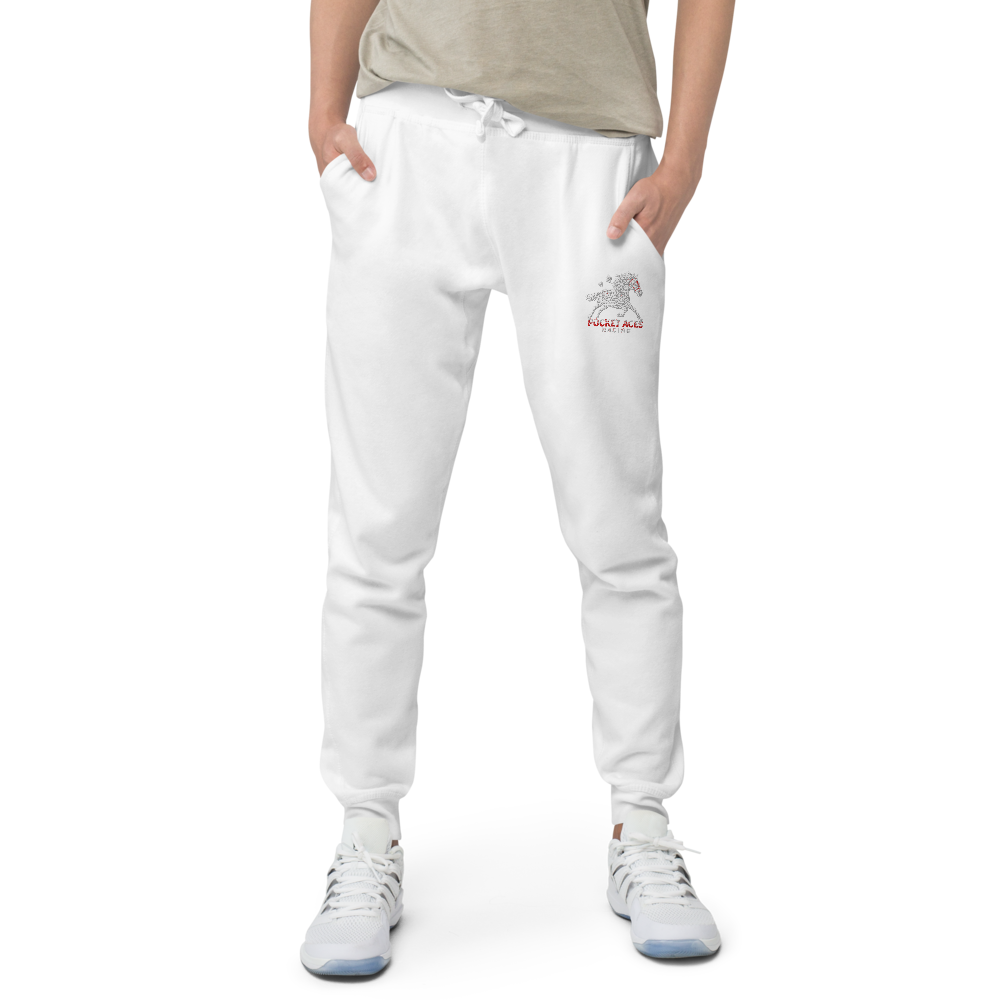 Unisex fleece sweatpants - Embroidered white sunset bay