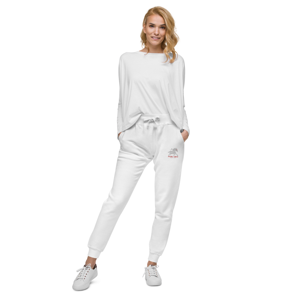 Unisex fleece sweatpants - Embroidered white sunset bay