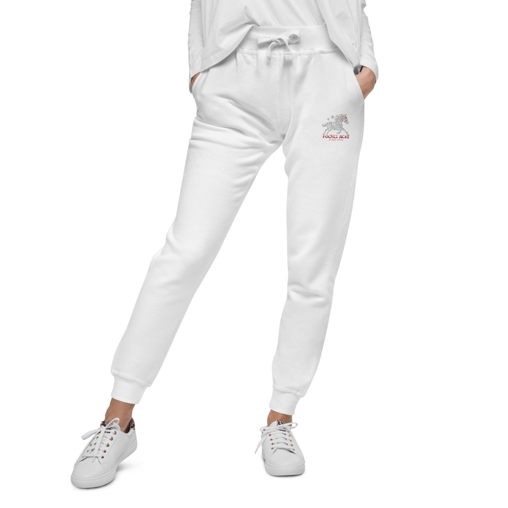 Unisex fleece sweatpants - Embroidered white sunset bay