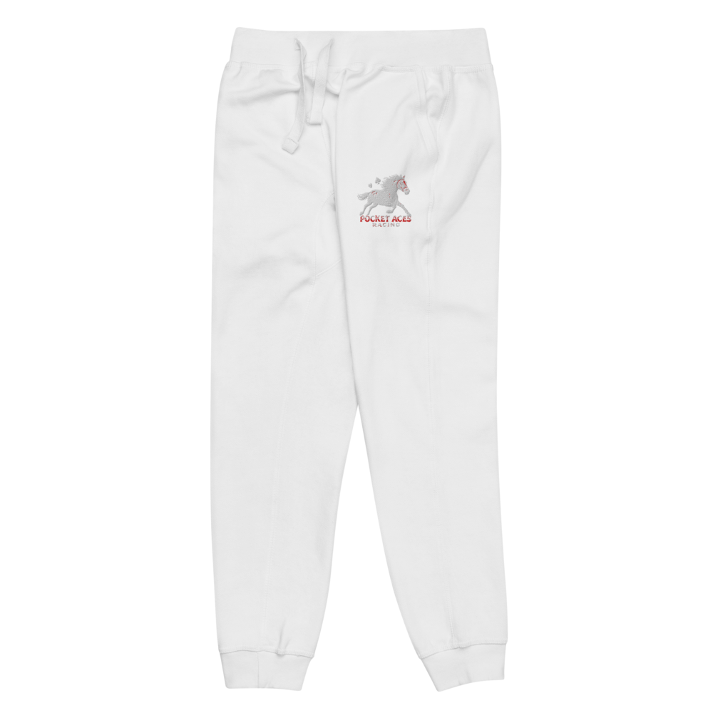 Unisex fleece sweatpants - Embroidered white sunset bay