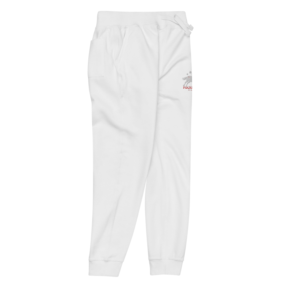 Unisex fleece sweatpants - Embroidered white sunset bay